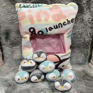 Penguin Snack Pillow plush with 8 mini Stuffed Toy